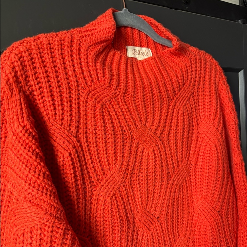 Listicle Vibrant Orange Mock Neck Sweater - Picture 3 of 4